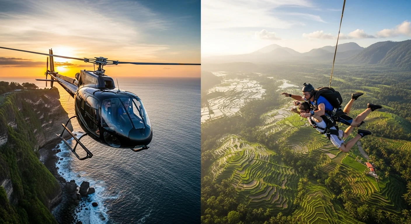 Helicopter Tour vs Tandem Skydive Bali: Which Aerial Experience Wins?